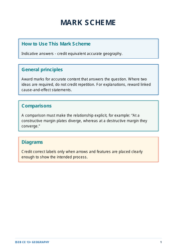 ISEB CE 13+ Geography Plate Tectonics & Plate Margins Workbook with Answers