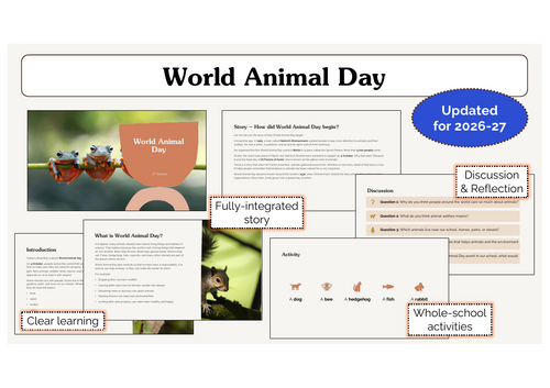 World Animal Day Assembly | KS1 & KS2 | Updated for 2026-27