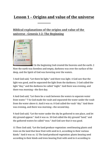 Origins and value of the universe - Edexcel - New for 2026