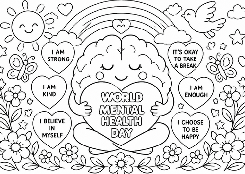 World Mental Health Day Colouring Pages | Printable Activity