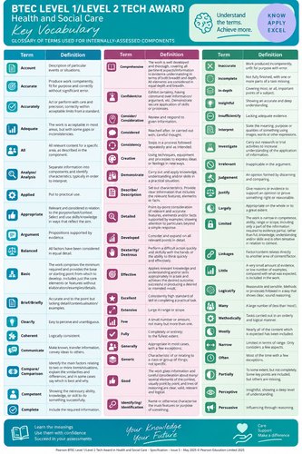 BTEC Health & Social Care Vocabulary | Key Terms & Command Words | Visual Revision Posters
