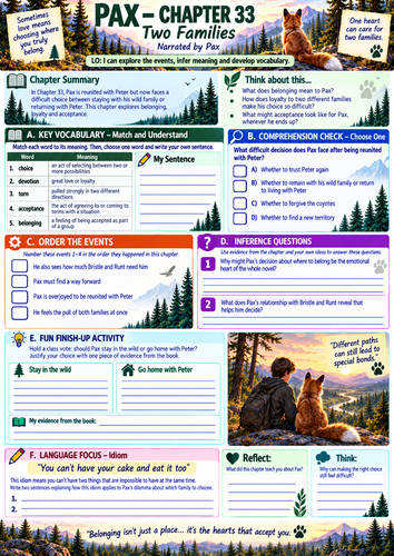 PAX CHAPTERS 30-34 WORKSHEETS
