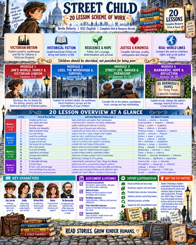 Street Child by Berlie Doherty | Lessons 1–10 | KS3 English Worksheets & Novel Study
