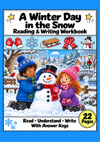 Winter Reading Comprehension & Writing Workbook | Grades 1-2 EAL ESL