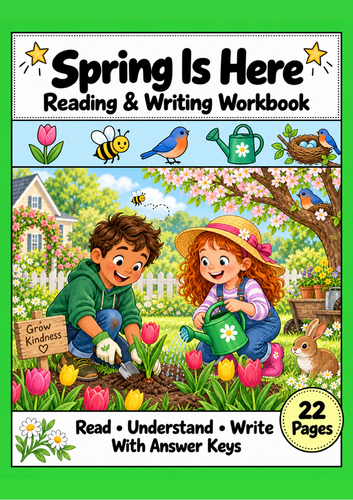 Spring Reading Comprehension & Writing Workbook | Grades 1-2 EAL ESL