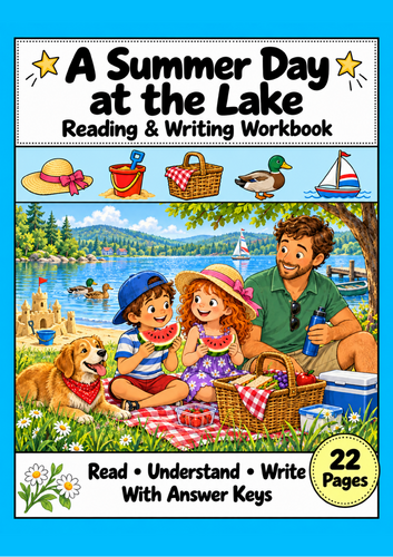 Summer Lake Reading Comprehension & Writing Workbook | Grades 1-2 EAL ESL