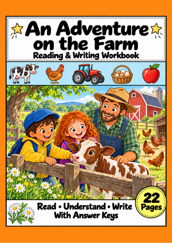 Farm Reading Comprehension & Writing Workbook | Grades 1-2 EAL ESL