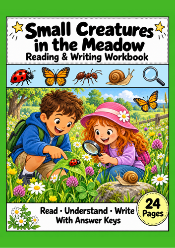 Meadow Insects Reading Comprehension Workbook | Grades 1-2 EAL ESL