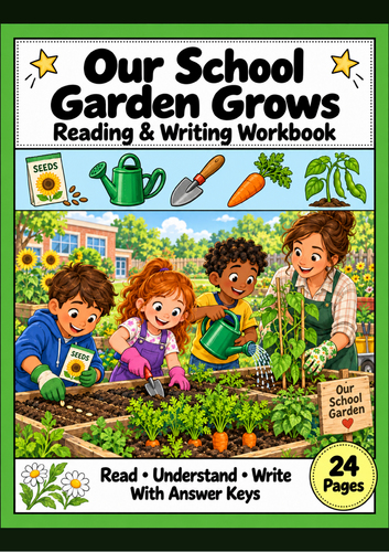 School Garden Reading Comprehension Workbook | Grades 1-2 EAL ESL