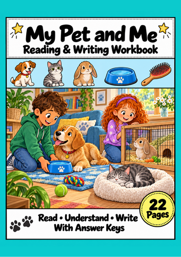 Pets Reading Comprehension & Writing Workbook | Grades 1-2 EAL ESL