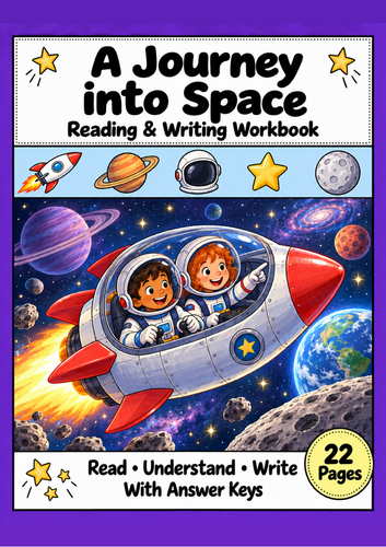 Space Reading Comprehension & Writing Workbook | Grades 1-2 EAL ESL