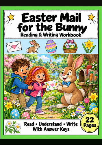 Easter Bunny Reading Comprehension Workbook | Grades 1-2 EAL ESL