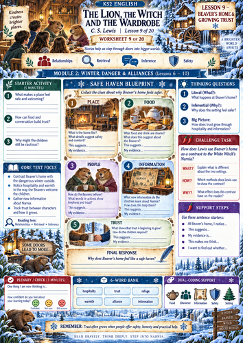 The Lion, the Witch and the Wardrobe | Lessons 1–10 | KS3 English Worksheets & Novel Study