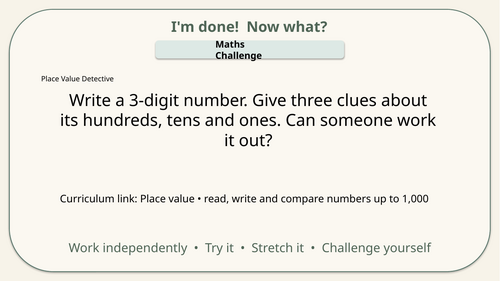 Year 3 | I'm done! Now what? Challenge cards