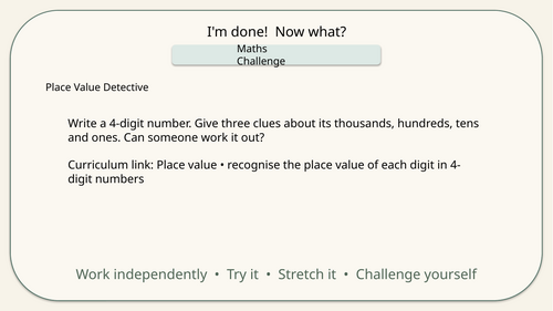 Year 4 | I'm done! Now what? Challenge cards