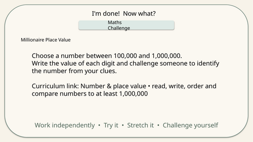 Year 5 | I'm done! Now what? Challenge cards