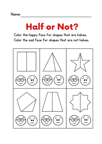 Half or Not Half - Fun Fraction Worksheet