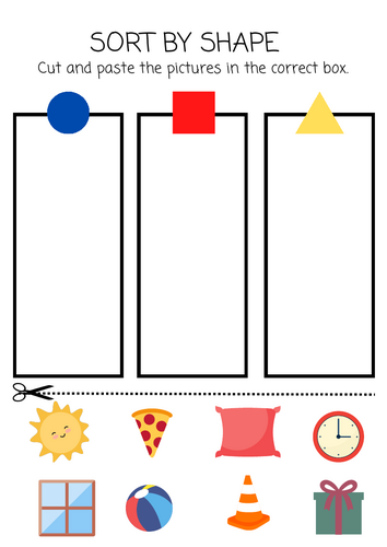 Shape Match: Circle, Square & Triangle - Cut and Paste Worksheet