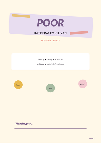 Poor by Katriona O Sullivan Novel Study