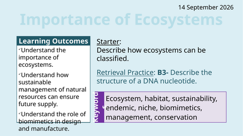 OCR AAQ in Applied Science- Environmental Studies: Importance of Ecosystems