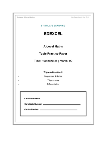 Edexcel A-Level Maths Practice Paper
