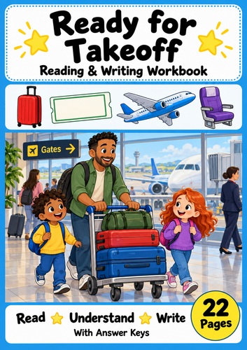Airport and Airplane Reading Comprehension Workbook Grades 1-2