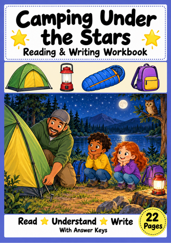 Camping Reading Comprehension and Writing Workbook Grades 1-2