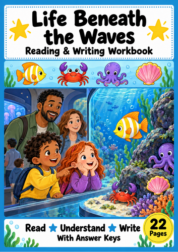 Ocean Animals Reading Comprehension and Writing Workbook Grades 1-2