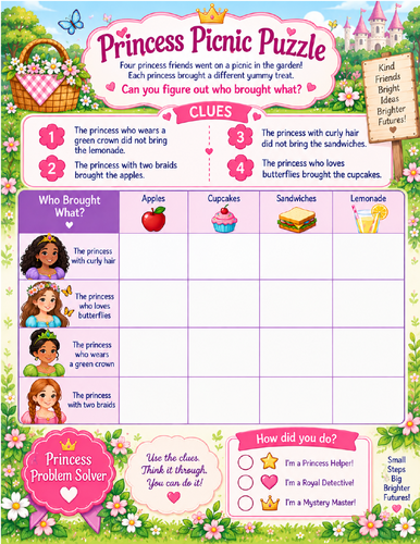 Princess Picnic Logic Puzzle Activity