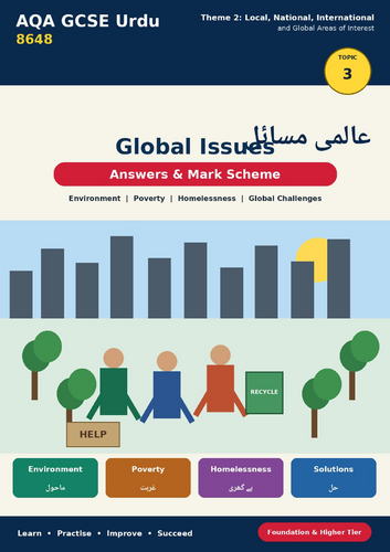AQA GCSE Urdu 8648 – Global Issues | Environment, Poverty & Homelessness | Workbook + Answers