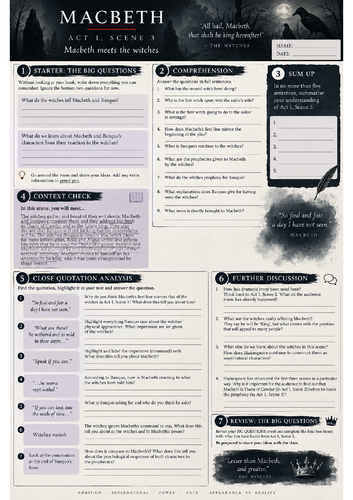 Macbeth Act 1 Scene 3 Worksheet
