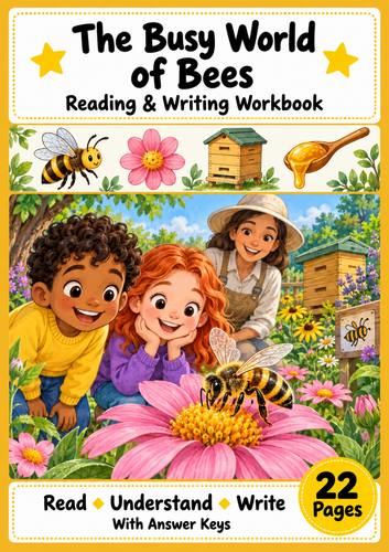 Bees Pollination Reading Comprehension and Writing Workbook Grades 1-2