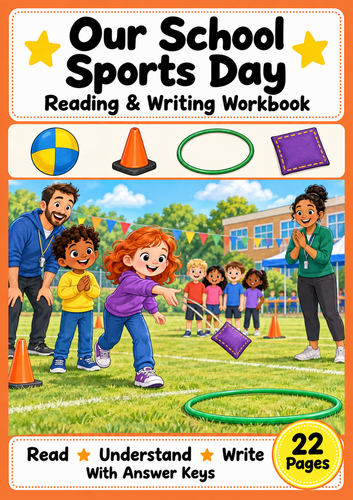 School Sports Day Reading and Writing Workbook Grades 1-2