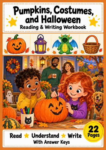 Halloween Reading Comprehension and Writing Workbook Grades 1-2