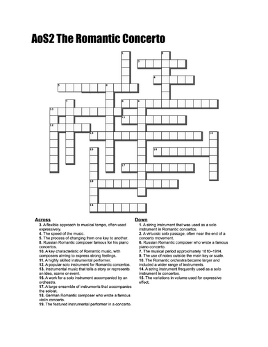 OCR GCSE Music AoS2 Crosswords for Revision
