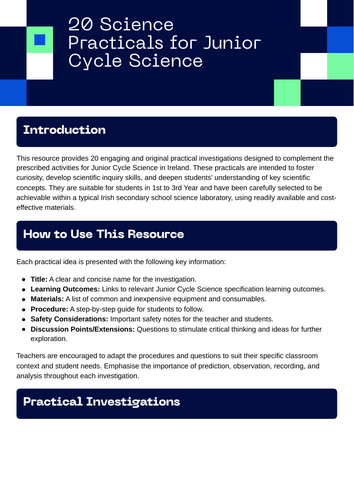 20 Science Practicals for Junior Cycle Science