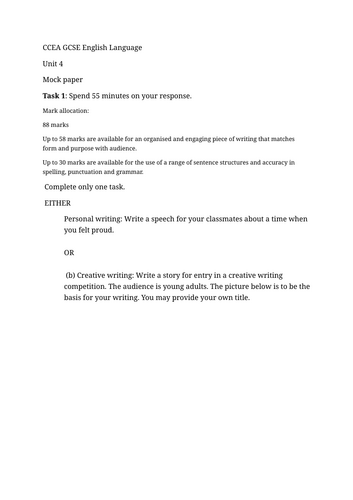 CCEA English Language Unit 4 MOCK PAPER