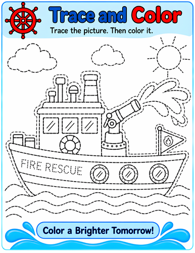 Fire Rescue Boat Craft & Tracing Activities | Community Helpers Preschool