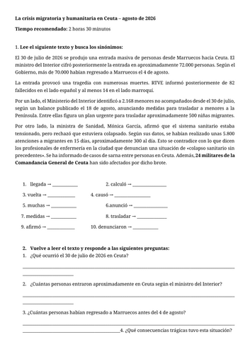 Ceuta- Reading comprehension A-level