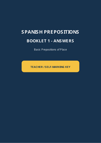 Spanish Prepositions of Place Workbook | GCSE IGCSE KS3 MYP IB | Practice + Answers