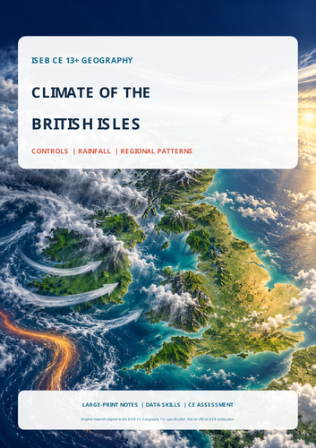 ISEB CE 13+ Geography: Climate of the British Isles Workbook and Mark Scheme
