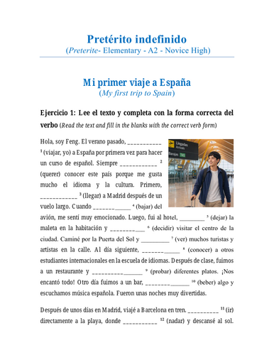 Spanish Preterite (INDEFINIDO)  Reading, Writing & Speaking | ELEMENTARY | A2