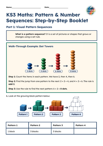 KS3 Maths - Pattern and Number Sequences Booklet