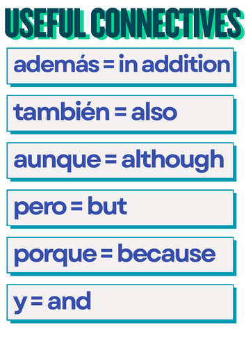 12 Useful Spanish Connectives for Writing + QR Code Practice