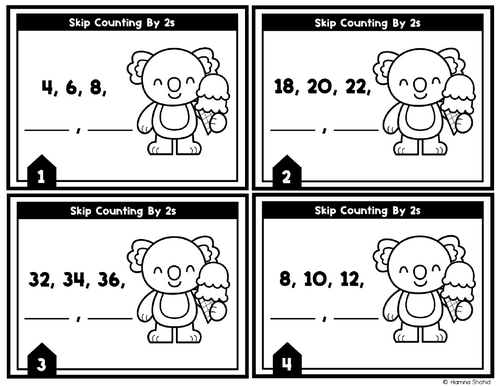 Summer Skip Counting by 2s up to 100 Task Cards | Math Activities