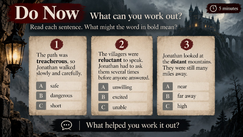 Dracula Reading Comprehension | KS3 English | Year 8 | Gothic | Cover Lesson