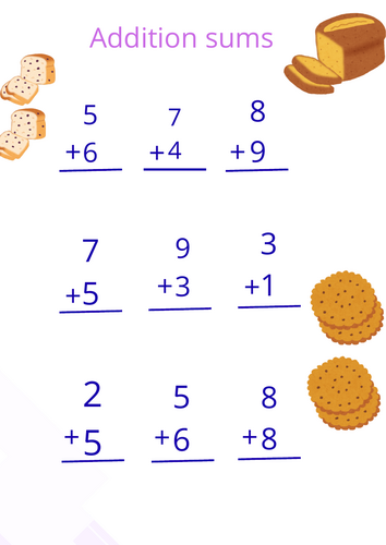 2-Page Addition Sums Worksheet for Kids