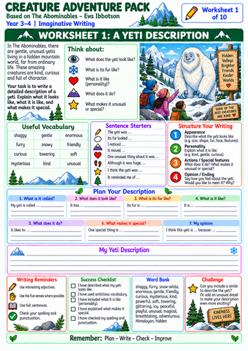 The Abominables  – 10 Writing Worksheets | KS2 English Year 5 & 6