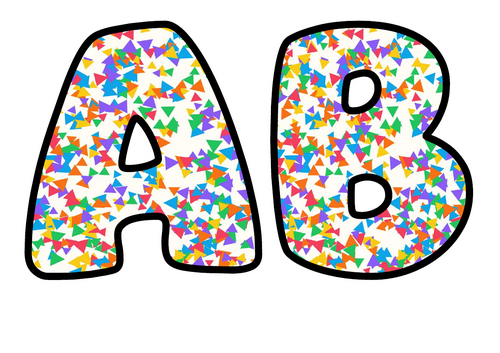Bright Triangle Confetti Bubble Letters | Patterned Bulletin Board Letters | Classroom Display Pack