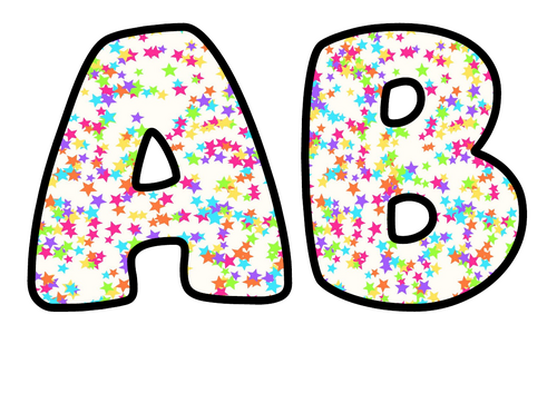 Bright Star Confetti Bubble Letters | Patterned Bulletin Board Letters | Classroom Display Pack